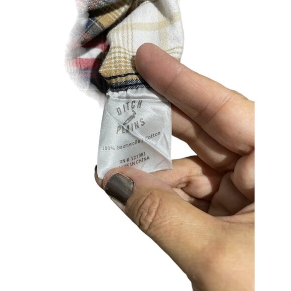 Ditch Plains Men's Button Up Shirt Western Pearl Snap Red Beige Size Medium - Picture 4 of 6